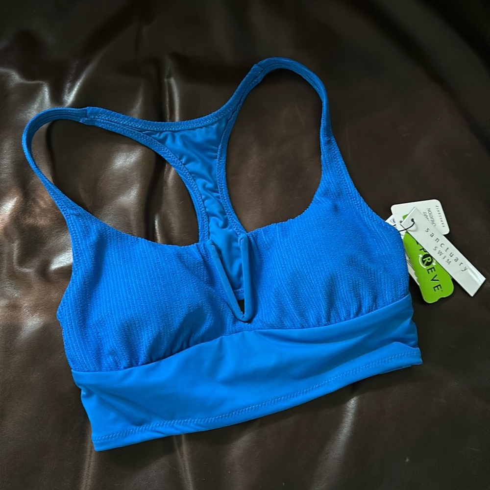 NWT Sanctuary Swim Blue T Back Bikini Top